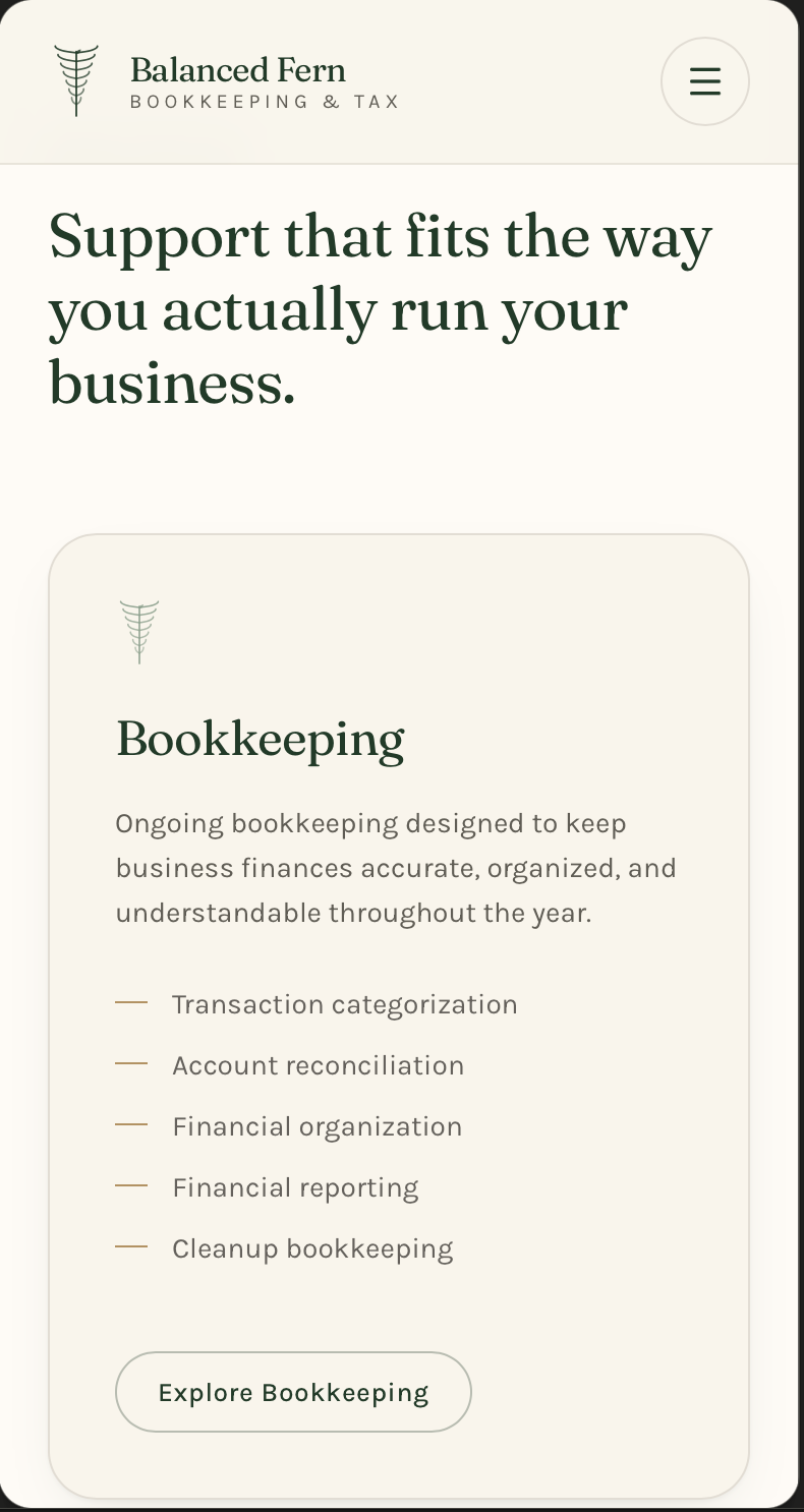Balanced Fern Bookkeeping & Tax, mobile view 2