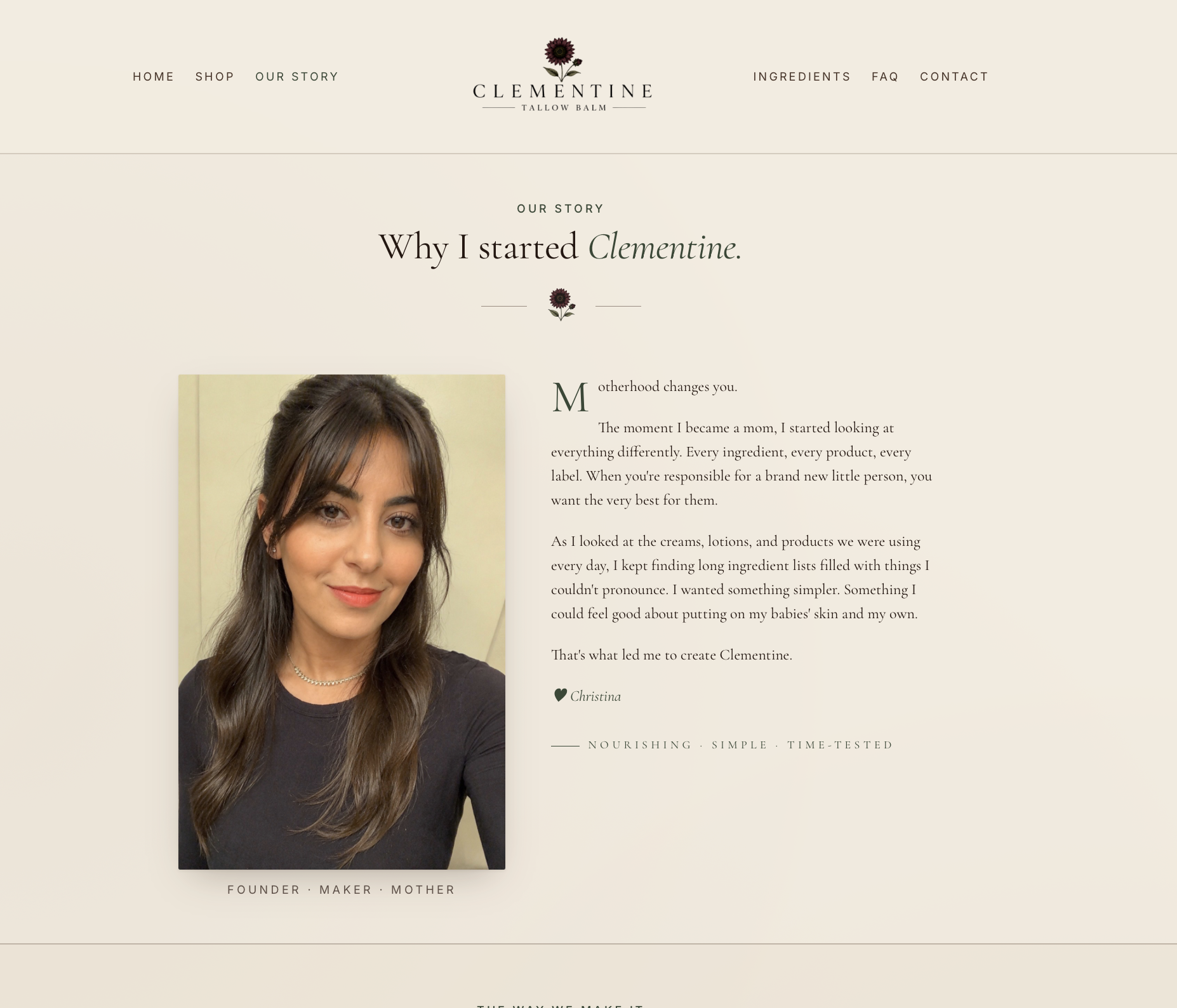 Clementine Tallow Balm, Brand Story