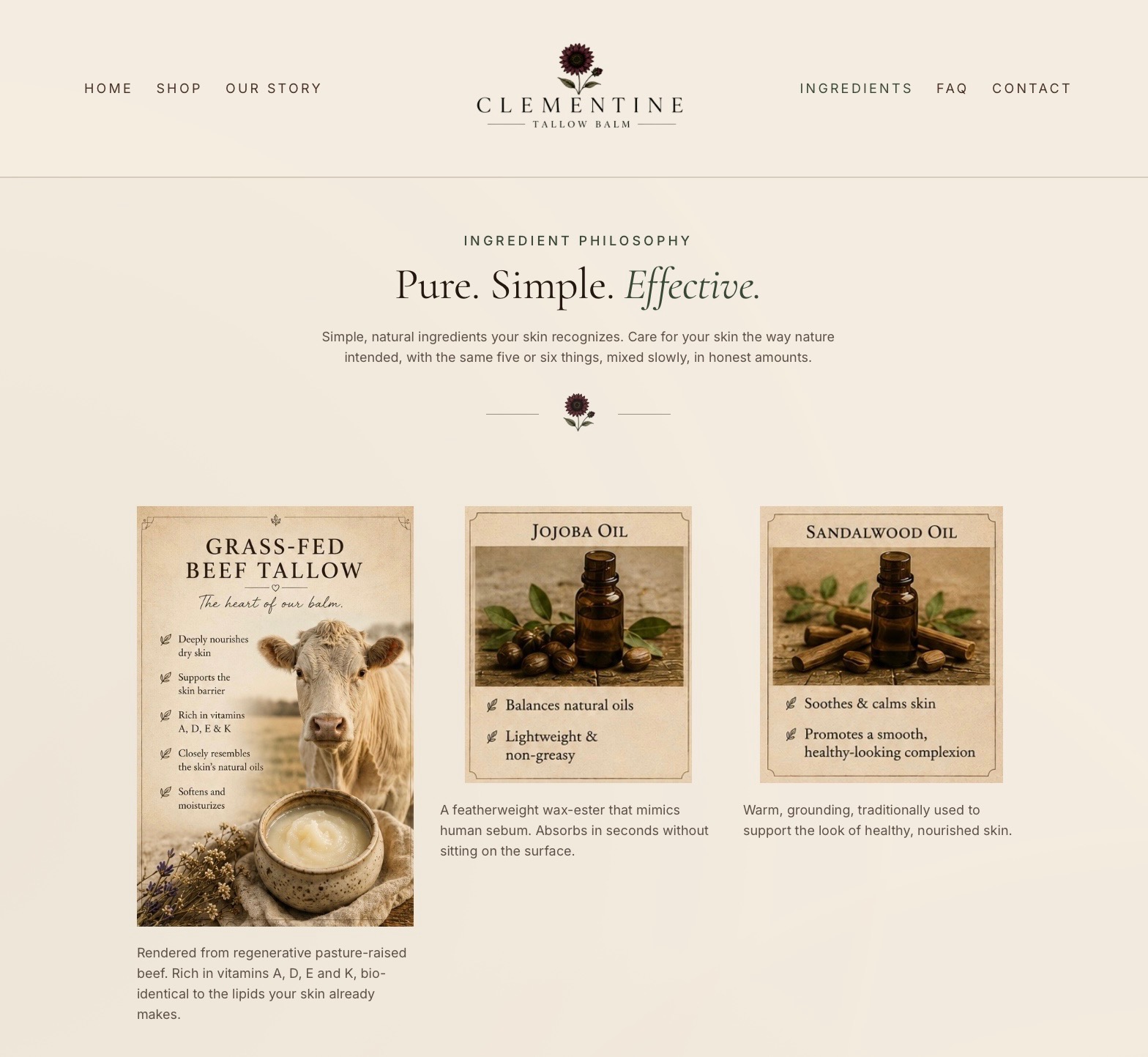 Clementine Tallow Balm, Ingredients + Education 1